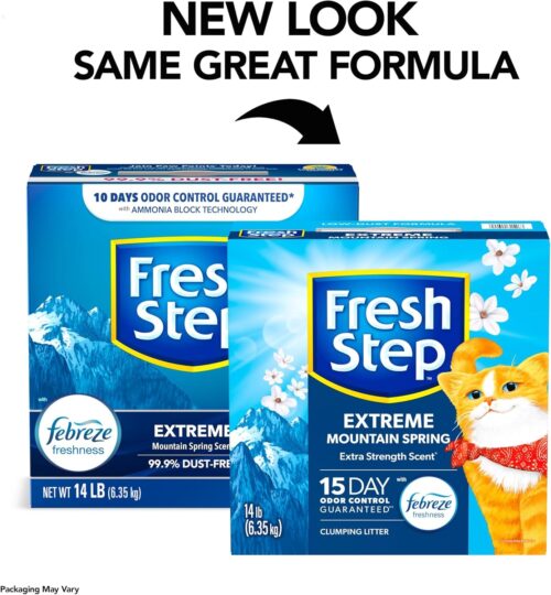 Fresh Step Extreme Clumping Litter With Febreze Freshness, Mountain Spring Scent Clumping Cat Litter With Guaranteed Odor Control, 14 lb. Box - Image 2