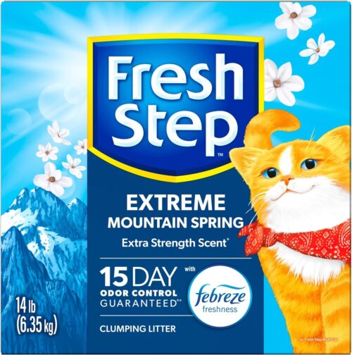 Fresh Step Extreme Clumping Litter With Febreze Freshness, Mountain Spring Scent Clumping Cat Litter With Guaranteed Odor Control, 14 lb. Box - Image 14