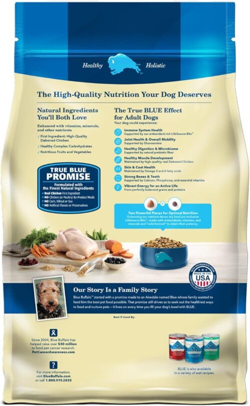 Blue Buffalo Life Protection Formula Adult Dry Dog Food, Helps Build and Maintain Strong Muscles, Made with Natural Ingredients, Chicken & Brown Rice Recipe, 30-lb. Bag - Image 14