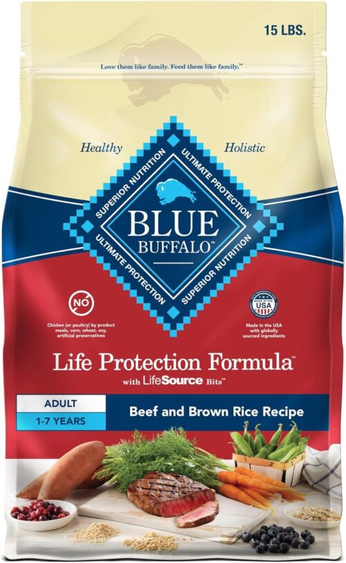 Blue Buffalo Life Protection Formula Adult Dry Dog Food, Helps Build and Maintain Strong Muscles, Made with Natural Ingredients, Chicken & Brown Rice Recipe, 30-lb. Bag - Image 169