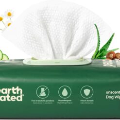 Earth Rated Pet Grooming Wipes for Dogs and Cats, Hypoallergenic, Cleaning and Hydrating, for Paws, Body and Butt, Unscented, 100 Count