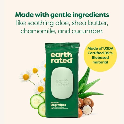 Earth Rated Pet Grooming Wipes for Dogs and Cats, Hypoallergenic, Cleaning and Hydrating, for Paws, Body and Butt, Unscented, 100 Count - Image 5