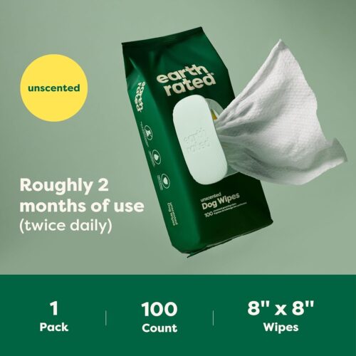 Earth Rated Pet Grooming Wipes for Dogs and Cats, Hypoallergenic, Cleaning and Hydrating, for Paws, Body and Butt, Unscented, 100 Count - Image 9