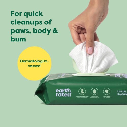 Earth Rated Pet Grooming Wipes for Dogs and Cats, Hypoallergenic, Cleaning and Hydrating, for Paws, Body and Butt, Unscented, 100 Count - Image 12