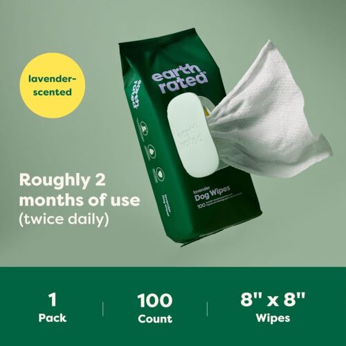 Earth Rated Pet Grooming Wipes for Dogs and Cats, Hypoallergenic, Cleaning and Hydrating, for Paws, Body and Butt, Unscented, 100 Count - Image 14