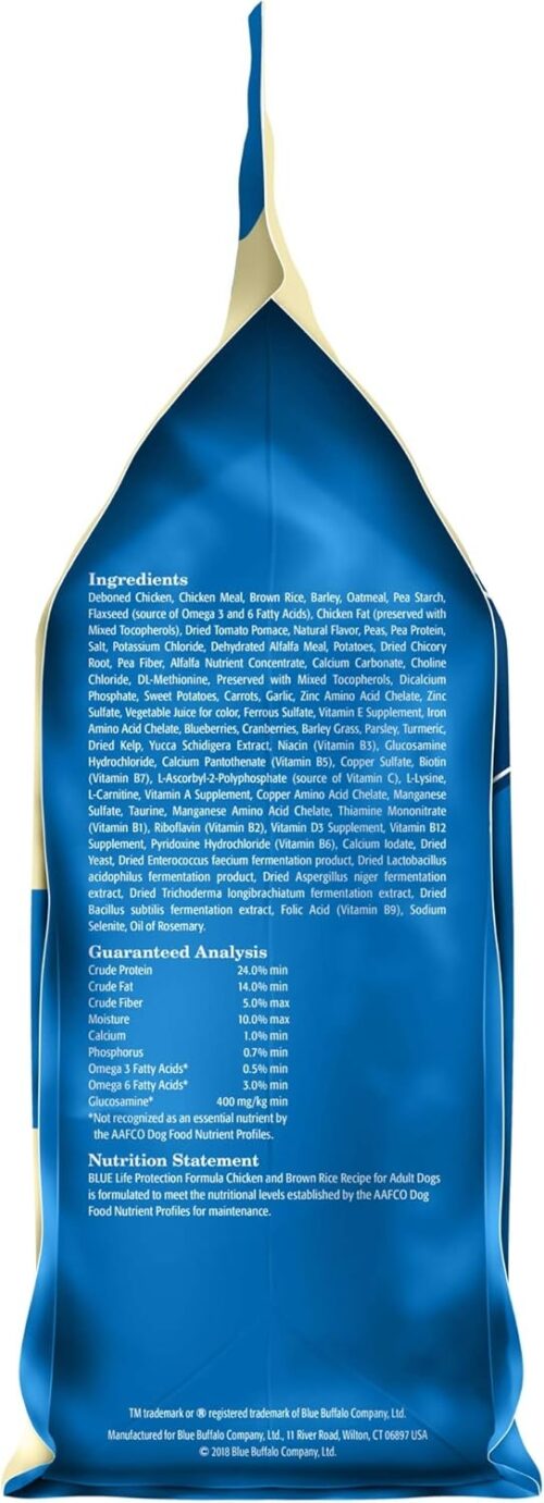 Blue Buffalo Life Protection Formula Adult Dry Dog Food, Helps Build and Maintain Strong Muscles, Made with Natural Ingredients, Chicken & Brown Rice Recipe, 30-lb. Bag - Image 247