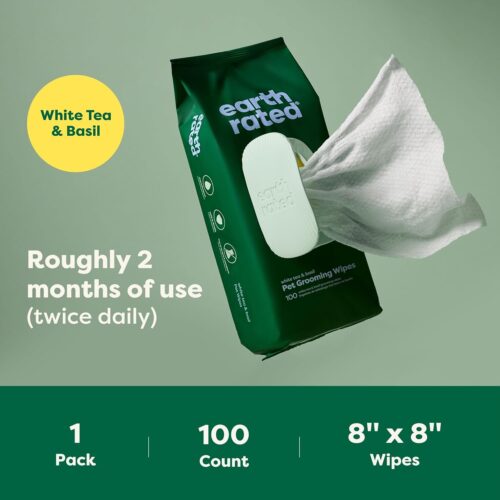 Earth Rated Pet Grooming Wipes for Dogs and Cats, Hypoallergenic, Cleaning and Hydrating, for Paws, Body and Butt, Unscented, 100 Count - Image 38