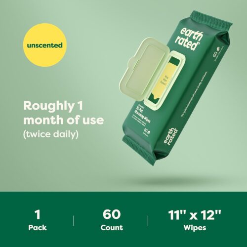 Earth Rated Pet Grooming Wipes for Dogs and Cats, Hypoallergenic, Cleaning and Hydrating, for Paws, Body and Butt, Unscented, 100 Count - Image 46