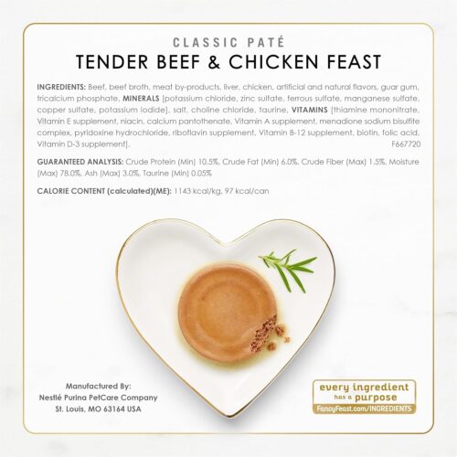 Fancy Feast Poultry and Beef Feast Classic Pate Collection Grain Free Wet Cat Food Variety Pack - (Pack of 30) 3 oz. Cans - Image 7