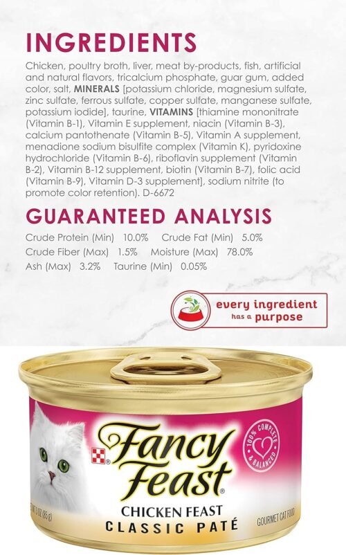 Fancy Feast Poultry and Beef Feast Classic Pate Collection Grain Free Wet Cat Food Variety Pack - (Pack of 30) 3 oz. Cans - Image 86