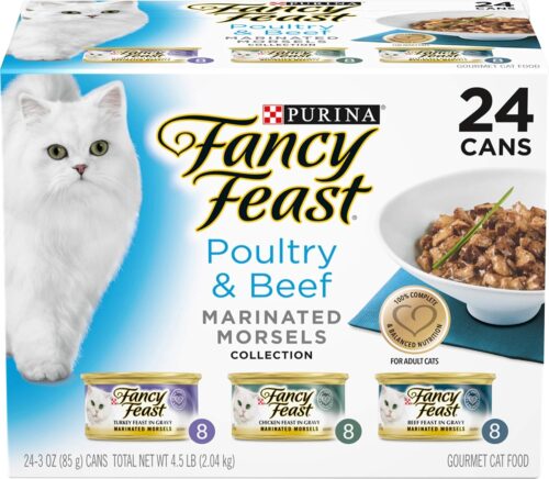 Fancy Feast Poultry and Beef Feast Classic Pate Collection Grain Free Wet Cat Food Variety Pack - (Pack of 30) 3 oz. Cans - Image 90