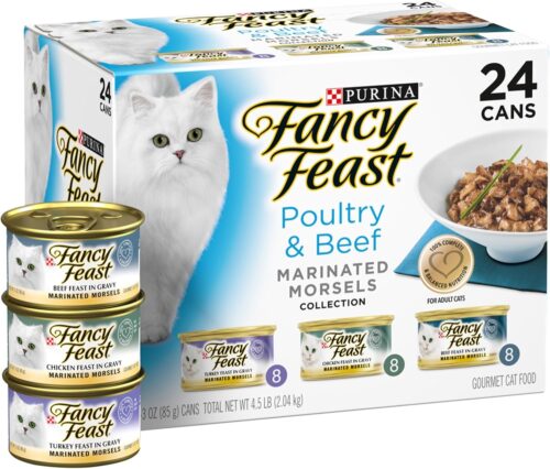 Fancy Feast Poultry and Beef Feast Classic Pate Collection Grain Free Wet Cat Food Variety Pack - (Pack of 30) 3 oz. Cans - Image 91