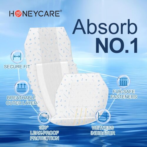 HONEY CARE All-Absorb A26 Male Dog Wrap, 50 Count, Small - Image 9