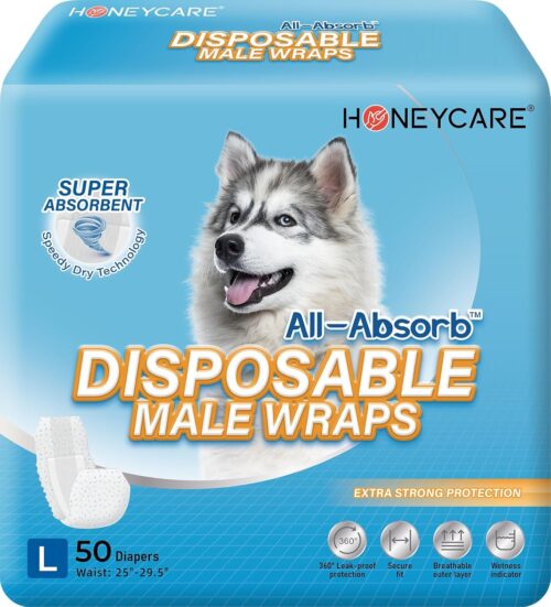 HONEY CARE All-Absorb A26 Male Dog Wrap, 50 Count, Small - Image 13