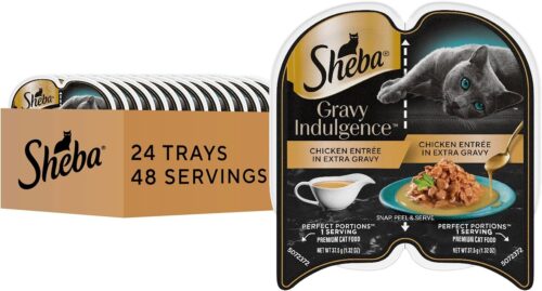 Sheba Perfect Portions Wet Cat Food Cuts in Gravy Variety Pack, Roasted Chicken Entree, With Sustainable Salmon, and Tender Turkey Entree, 2.6 oz. Twin-Pack Trays (24 Count, 48 Servings) - Image 13