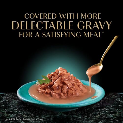 Sheba Perfect Portions Wet Cat Food Cuts in Gravy Variety Pack, Roasted Chicken Entree, With Sustainable Salmon, and Tender Turkey Entree, 2.6 oz. Twin-Pack Trays (24 Count, 48 Servings) - Image 60