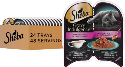 Sheba Perfect Portions Wet Cat Food Cuts in Gravy Variety Pack, Roasted Chicken Entree, With Sustainable Salmon, and Tender Turkey Entree, 2.6 oz. Twin-Pack Trays (24 Count, 48 Servings) - Image 103