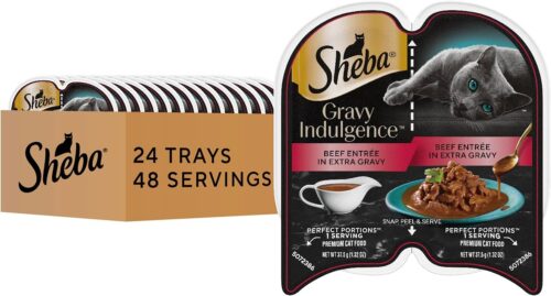 Sheba Perfect Portions Wet Cat Food Cuts in Gravy Variety Pack, Roasted Chicken Entree, With Sustainable Salmon, and Tender Turkey Entree, 2.6 oz. Twin-Pack Trays (24 Count, 48 Servings) - Image 109
