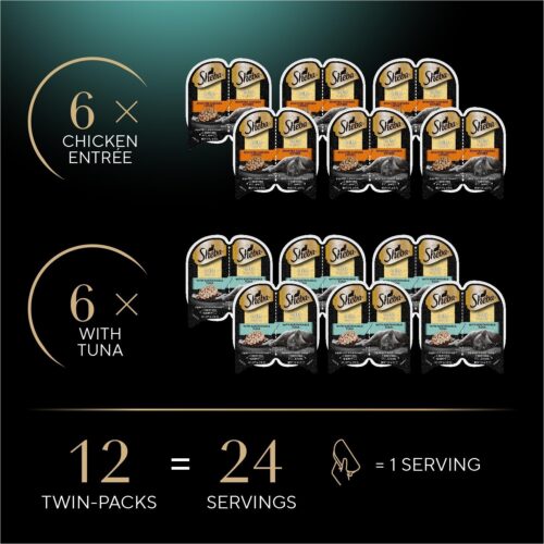 Sheba Perfect Portions Wet Cat Food Cuts in Gravy Variety Pack, Roasted Chicken Entree, With Sustainable Salmon, and Tender Turkey Entree, 2.6 oz. Twin-Pack Trays (24 Count, 48 Servings) - Image 128