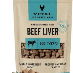 Vital Essentials Freeze Dried Raw Single Ingredient Dog Treats, Beef Liver, 2.1 oz | Premium Quality High Protein Training Treats | Grain Free, Gluten Free, Filler Free