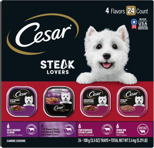 CESAR Adult Wet Dog Food Classic Loaf in Sauce Grilled Chicken, Filet Mignon, Porterhouse Steak, Beef, Chicken & Liver and Turkey Variety Pack, 3.5 oz. Easy Peel Trays, Pack of 36 - Image 32