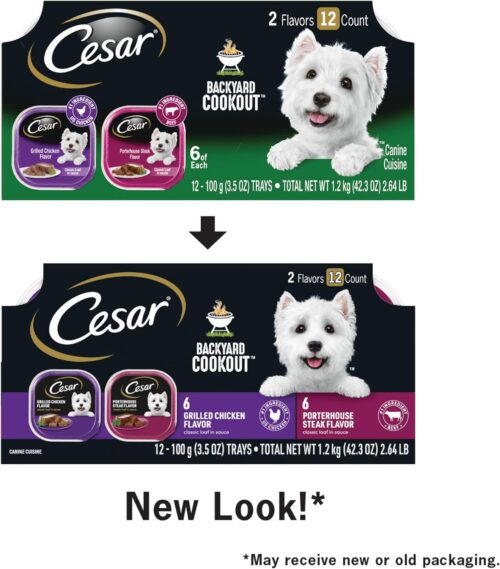 CESAR Adult Wet Dog Food Classic Loaf in Sauce Grilled Chicken, Filet Mignon, Porterhouse Steak, Beef, Chicken & Liver and Turkey Variety Pack, 3.5 oz. Easy Peel Trays, Pack of 36 - Image 63