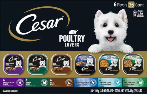 CESAR Adult Wet Dog Food Classic Loaf in Sauce Grilled Chicken, Filet Mignon, Porterhouse Steak, Beef, Chicken & Liver and Turkey Variety Pack, 3.5 oz. Easy Peel Trays, Pack of 36 - Image 119