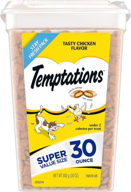 TEMPTATIONS Classic Crunchy and Soft Cat Treats Tasty Chicken Flavor, 16 Ounce (Pack of 1) - Image 64