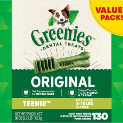Greenies Original Teenie Natural Dental Care Dog Treats, 36 oz. Pack (130 Treats)