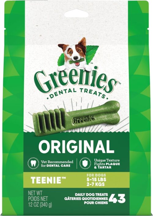 Greenies Original Teenie Natural Dental Care Dog Treats, 12 oz. Pouch (43 Treats)