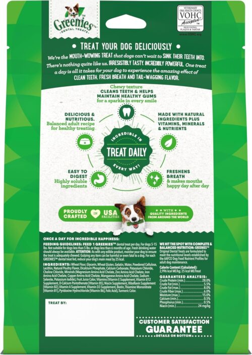 Greenies Original Teenie Natural Dental Care Dog Treats, 12 oz. Pouch (43 Treats) - Image 2