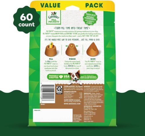 Greenies Pill Pockets Large Size Soft Dog Treats for Capsules, with Real Peanut Butter, Made with Natural Ingredients Plus Minerals & Trace Nutrients, 15.8 oz. (60 Count, Pack of 1) - Image 2