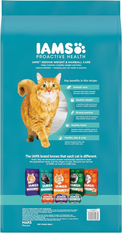 IAMS Proactive Health Indoor Weight & Hairball Care Adult Dry Cat Food with Chicken & Turkey, 7 lb. Bag - Image 27