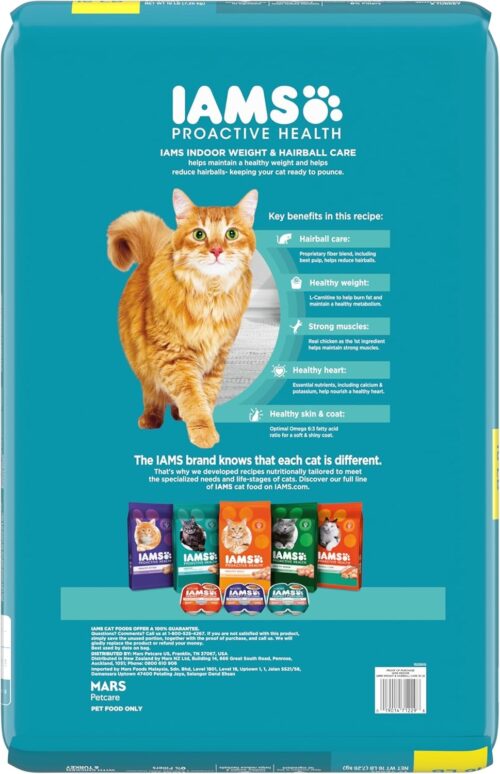 IAMS Proactive Health Indoor Weight & Hairball Care Adult Dry Cat Food with Chicken & Turkey, 7 lb. Bag - Image 34