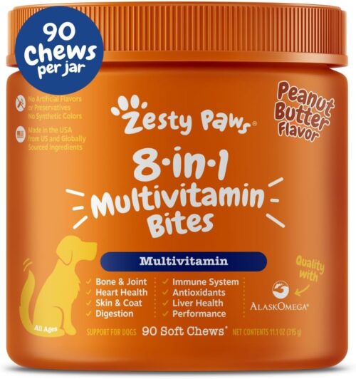 Zesty Paws Multivitamin Treats for Dogs - Glucosamine Chondroitin for Joint Support + Digestive Enzymes & Probiotics - Grain Free Dog Vitamin for Skin & Coat + Immune Health - Chicken Flavor - 90ct - Image 16