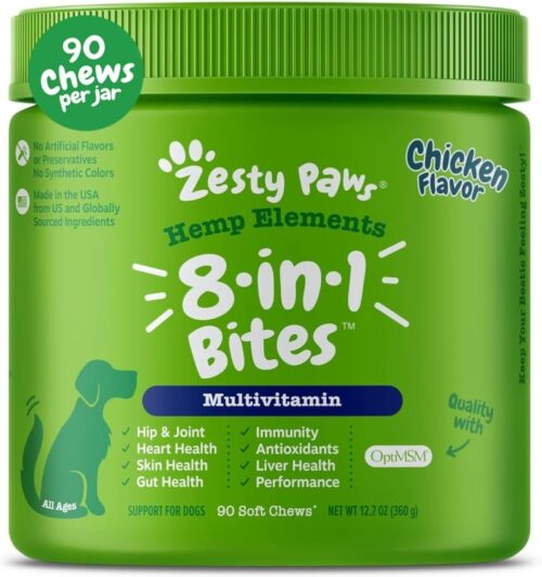 Zesty Paws Multivitamin Treats for Dogs - Glucosamine Chondroitin for Joint Support + Digestive Enzymes & Probiotics - Grain Free Dog Vitamin for Skin & Coat + Immune Health - Chicken Flavor - 90ct - Image 22
