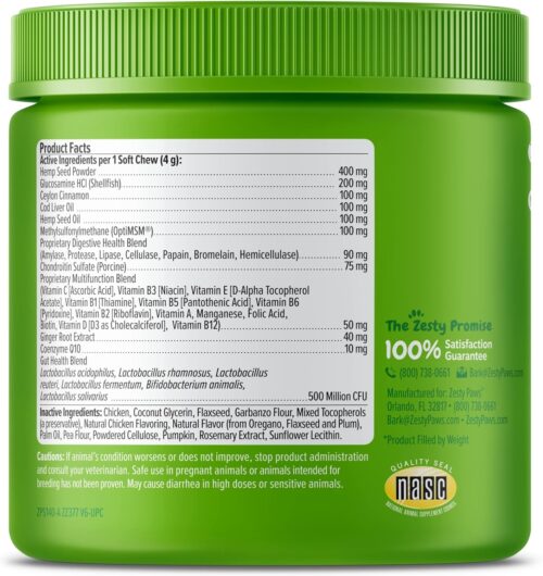 Zesty Paws Multivitamin Treats for Dogs - Glucosamine Chondroitin for Joint Support + Digestive Enzymes & Probiotics - Grain Free Dog Vitamin for Skin & Coat + Immune Health - Chicken Flavor - 90ct - Image 26