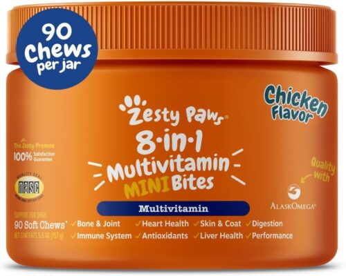 Zesty Paws Multivitamin Treats for Dogs - Glucosamine Chondroitin for Joint Support + Digestive Enzymes & Probiotics - Grain Free Dog Vitamin for Skin & Coat + Immune Health - Chicken Flavor - 90ct - Image 29