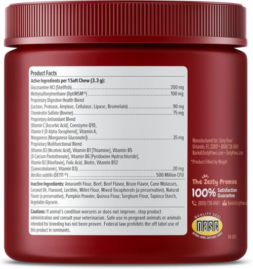 Zesty Paws Multivitamin Treats for Dogs - Glucosamine Chondroitin for Joint Support + Digestive Enzymes & Probiotics - Grain Free Dog Vitamin for Skin & Coat + Immune Health - Chicken Flavor - 90ct - Image 45