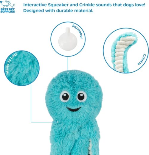 Best Pet Supplies Crinkle Dog Toy for Small, Medium, and Large Breeds, Cute No Stuffing Duck with Soft Squeaker, Fun for Indoor Puppies and Senior Pups, Plush No Mess Chew and Play - Yellow - Image 186