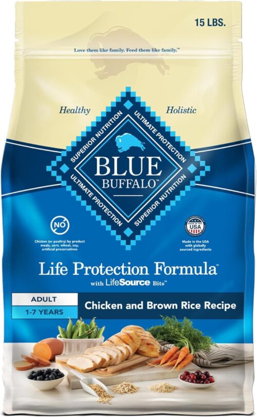 Blue Buffalo Life Protection Formula Adult Dry Dog Food, Helps Build and Maintain Strong Muscles, Made with Natural Ingredients, Chicken & Brown Rice Recipe, 30-lb. Bag - Image 148