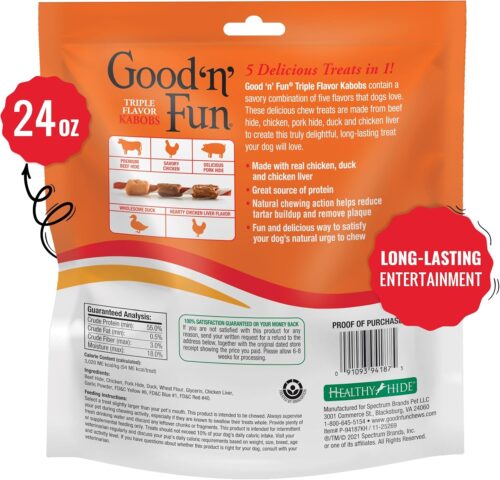 Good'N'Fun Triple Flavored Rawhide Kabobs for Dogs, 1.5 Pound (Pack of 1) - Image 3