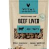 Vital Essentials Freeze Dried Raw Single Ingredient Dog Treats, Beef Liver, 2.1 oz | Premium Quality High Protein Training Treats | Grain Free, Gluten Free, Filler Free