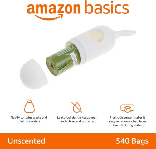 Amazon Basics Dog Poop Bags with Dispenser, 540 Count, Enhanced for Guaranteed Leakproof, Lavender Scented, Includes Leash Clip - Image 25