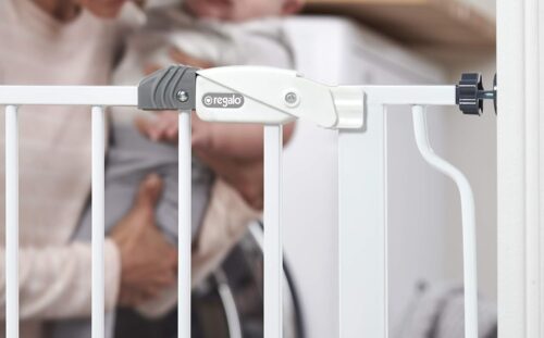 Regalo Easy Step 38.5-Inch Wide Walk Thru Baby Gate, Includes 6-Inch Extension Kit, Pressure Mount Kit, Wall Cups - Image 14