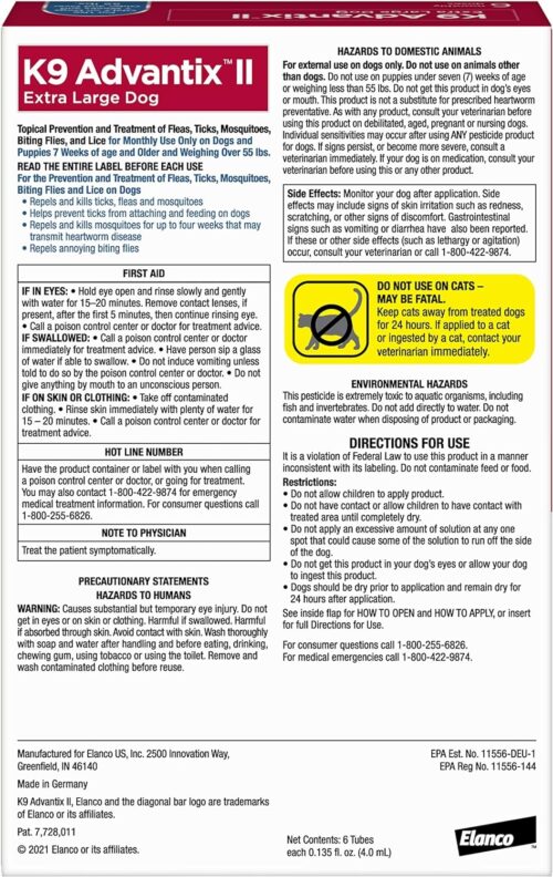 K9 Advantix II XL Dog Vet-Recommended Flea, Tick & Mosquito Treatment & Prevention | Dogs Over 55 lbs. | 2-Mo Supply - Image 14