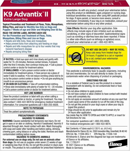 K9 Advantix II XL Dog Vet-Recommended Flea, Tick & Mosquito Treatment & Prevention | Dogs Over 55 lbs. | 2-Mo Supply - Image 21