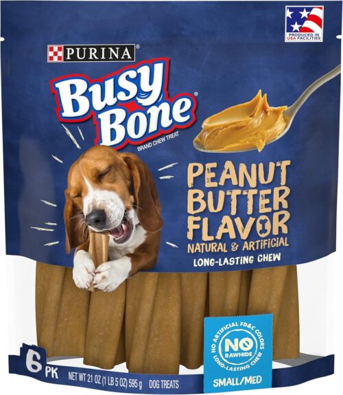 Purina Busy Bone Made in USA Facilities, Long Lasting Small/Medium Breed Adult Dog Chews, Peanut Butter Flavor - 10 ct. Pouch - Image 20
