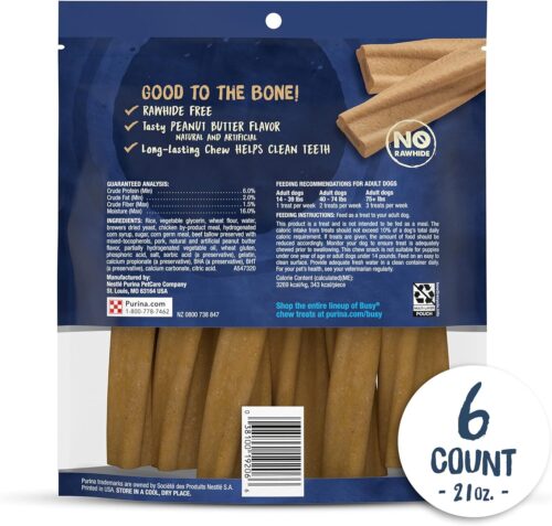 Purina Busy Bone Made in USA Facilities, Long Lasting Small/Medium Breed Adult Dog Chews, Peanut Butter Flavor - 10 ct. Pouch - Image 21