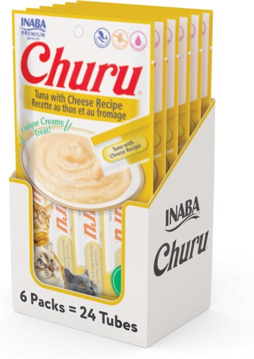 INABA Churu Cat Treats, Grain-Free, Lickable, Squeezable Creamy Purée Cat Treat/Topper with Vitamin E & Taurine, 0.5 Ounces Each Tube, 50 Tubes, Tuna & Chicken Variety - Image 18
